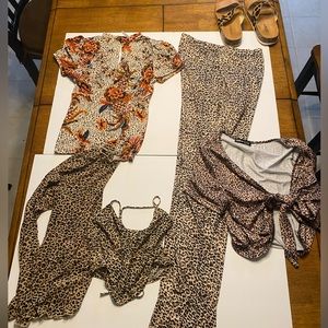 HUGE BUNDLEEE!!! Animal print clothes. 4 shirts, one pair of pants and shoes